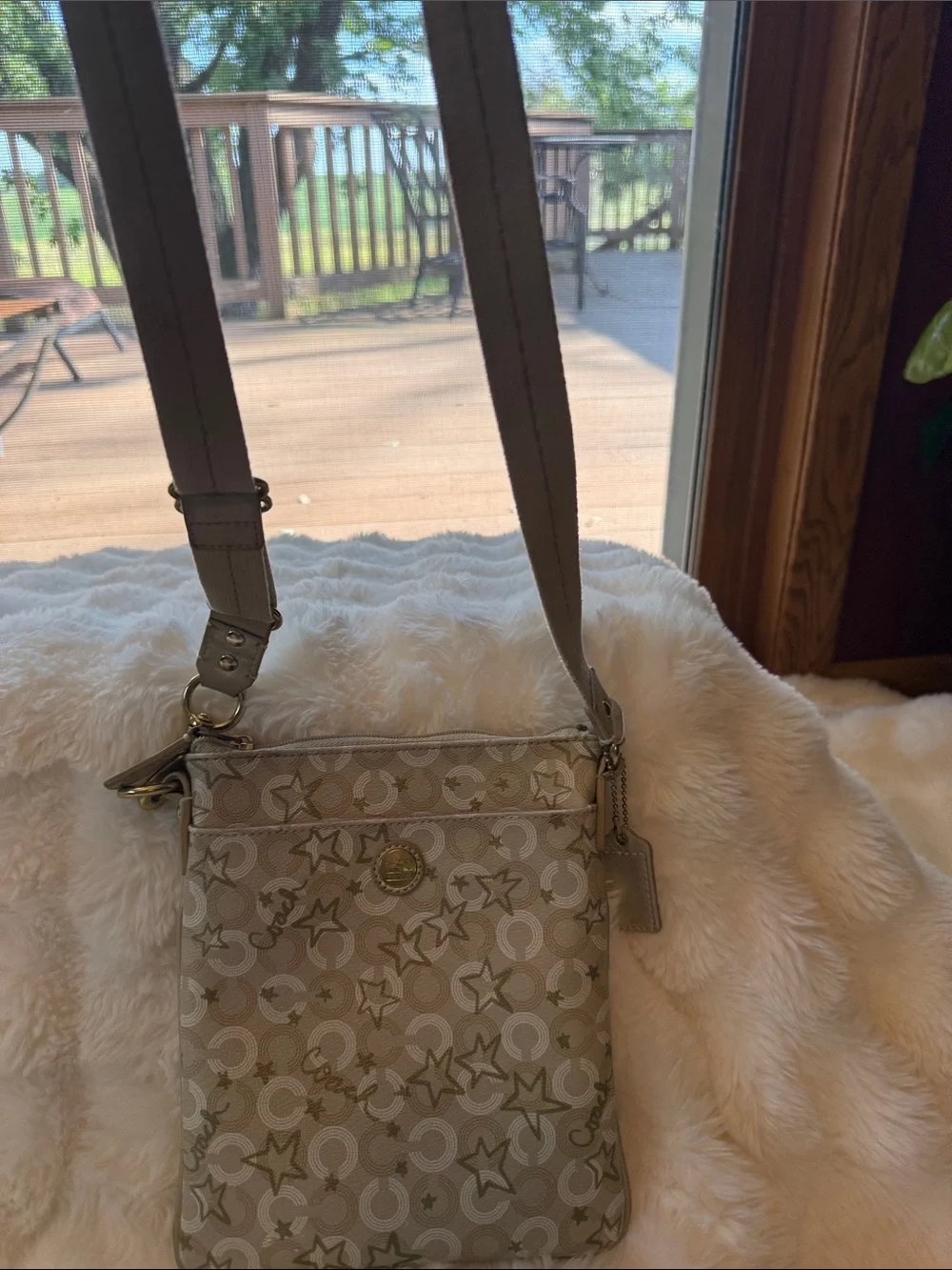 Coach Beige Star & Signature Crossbody Satchel Waverly snow queen satchel